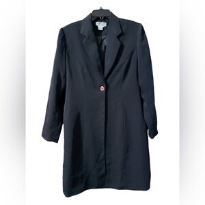 Vintage Newport News Black Long Blazer Coat Size 6 EUC